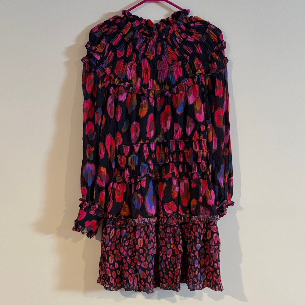 Farm Rio Iridescent Leopard Ruffled Mini Dress